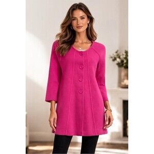 Woman Within Pink Knit Swing Coat Large